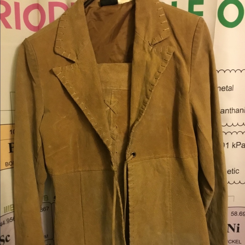 Suede suit set. Jacket and pants